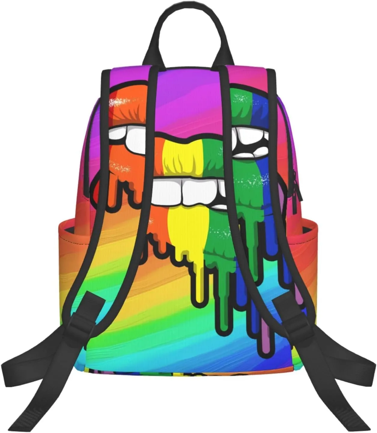 Rainbow Lip Drip Lesbian Gay Pride Bisexual Travel Laptop Backpack Casual Backpacks Double Shoulder Daypack Notebook Rucksack Work Bags Sports Bag for Gym Hiking Camping Beach