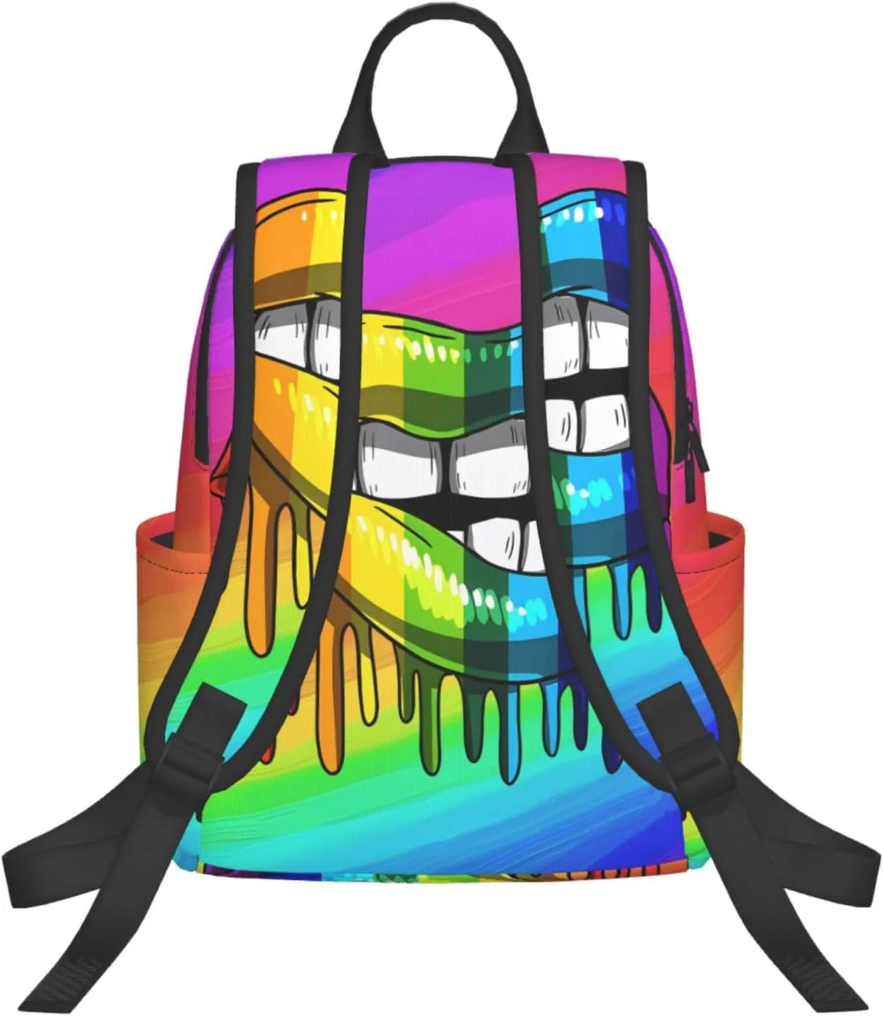 Rainbow Lip Drip Lesbian Gay Pride Bisexual Travel Laptop Backpack Casual Backpacks Double Shoulder Daypack Notebook Rucksack Work Bags Sports Bag for Gym Hiking Camping Beach