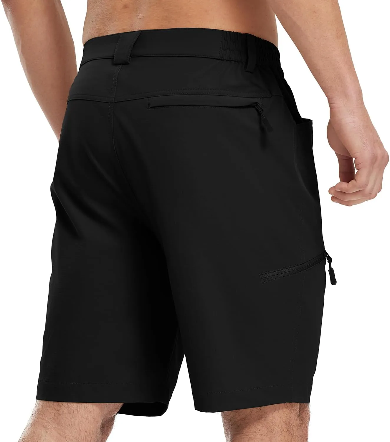 Rdruko Men's 9” Golf Shorts Stretch 4 Pockets Dress Shorts Elastic Waist Casual Flat Front Quick Dri Work Hiking Zip Cargo