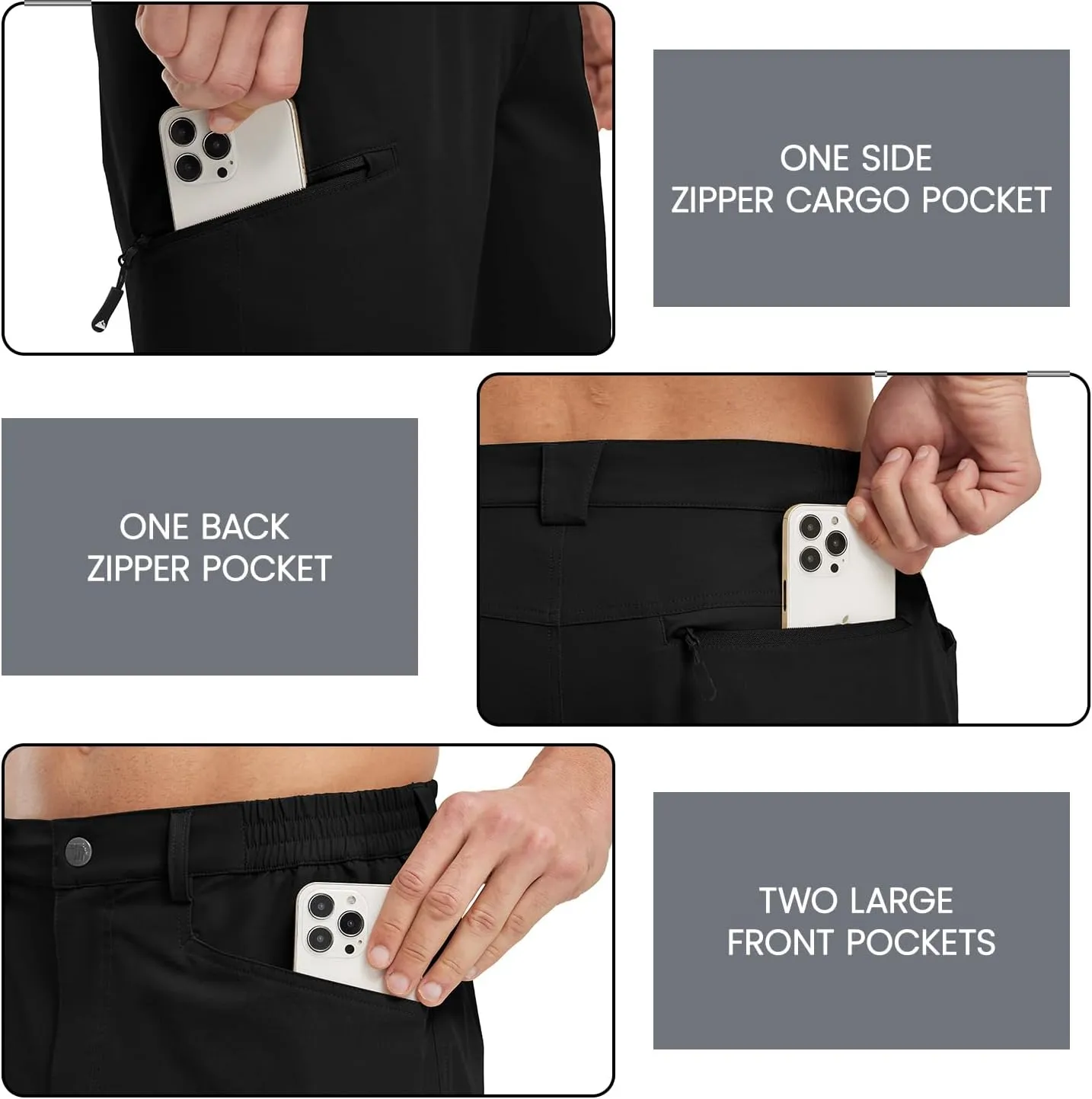 Rdruko Men's 9” Golf Shorts Stretch 4 Pockets Dress Shorts Elastic Waist Casual Flat Front Quick Dri Work Hiking Zip Cargo