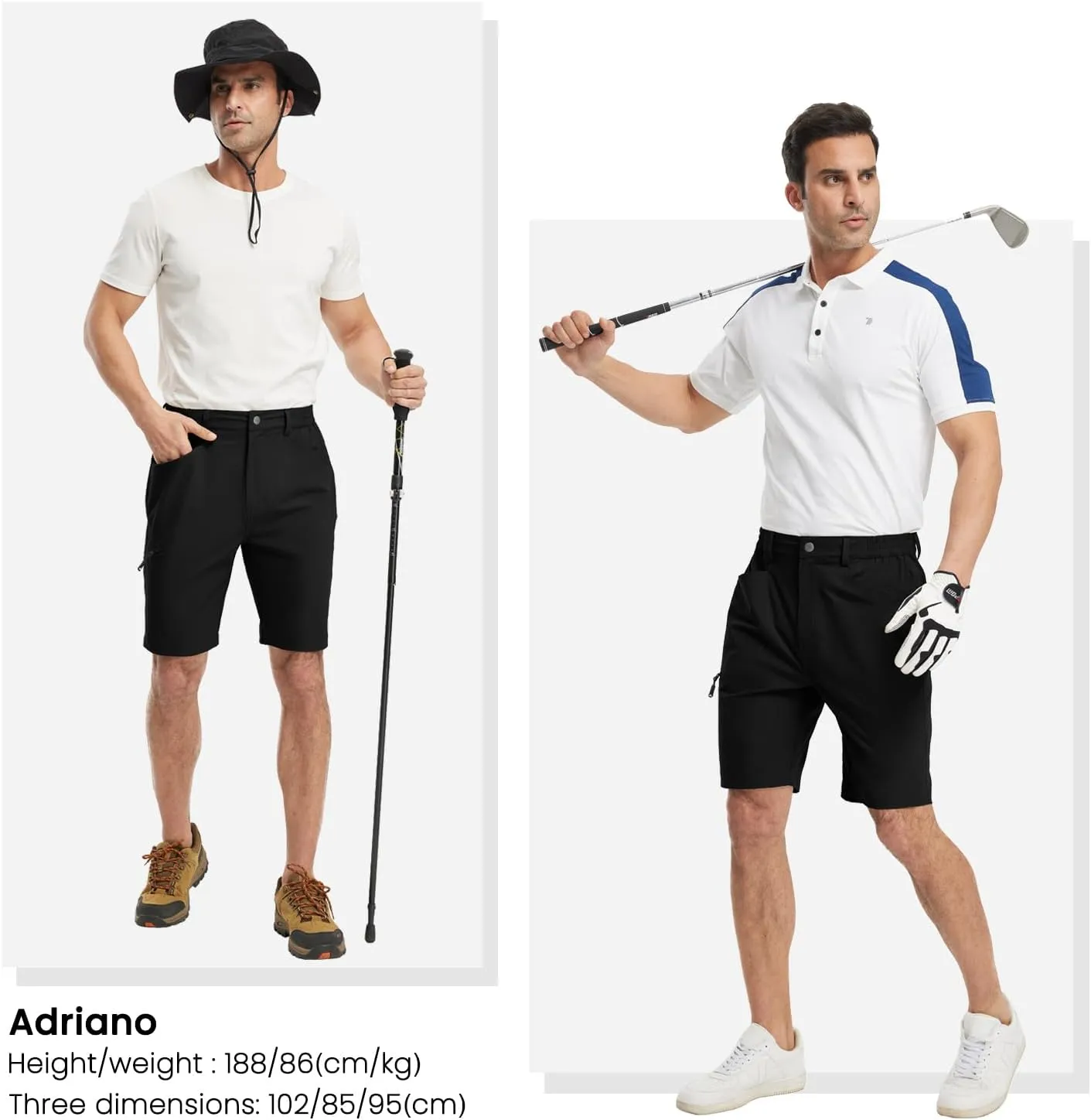 Rdruko Men's 9” Golf Shorts Stretch 4 Pockets Dress Shorts Elastic Waist Casual Flat Front Quick Dri Work Hiking Zip Cargo
