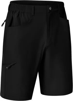 Rdruko Men's 9” Golf Shorts Stretch 4 Pockets Dress Shorts Elastic Waist Casual Flat Front Quick Dri Work Hiking Zip Cargo
