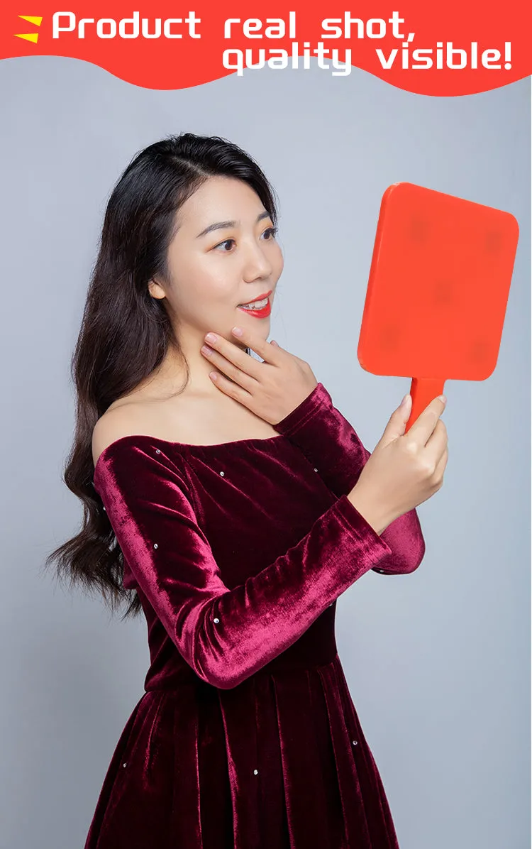 Red  Color Square Big Size Make UP Mirror With Handle OEM/ODM accepted