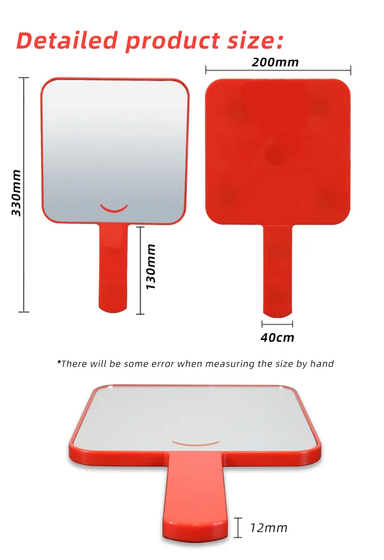 Red  Color Square Big Size Make UP Mirror With Handle OEM/ODM accepted
