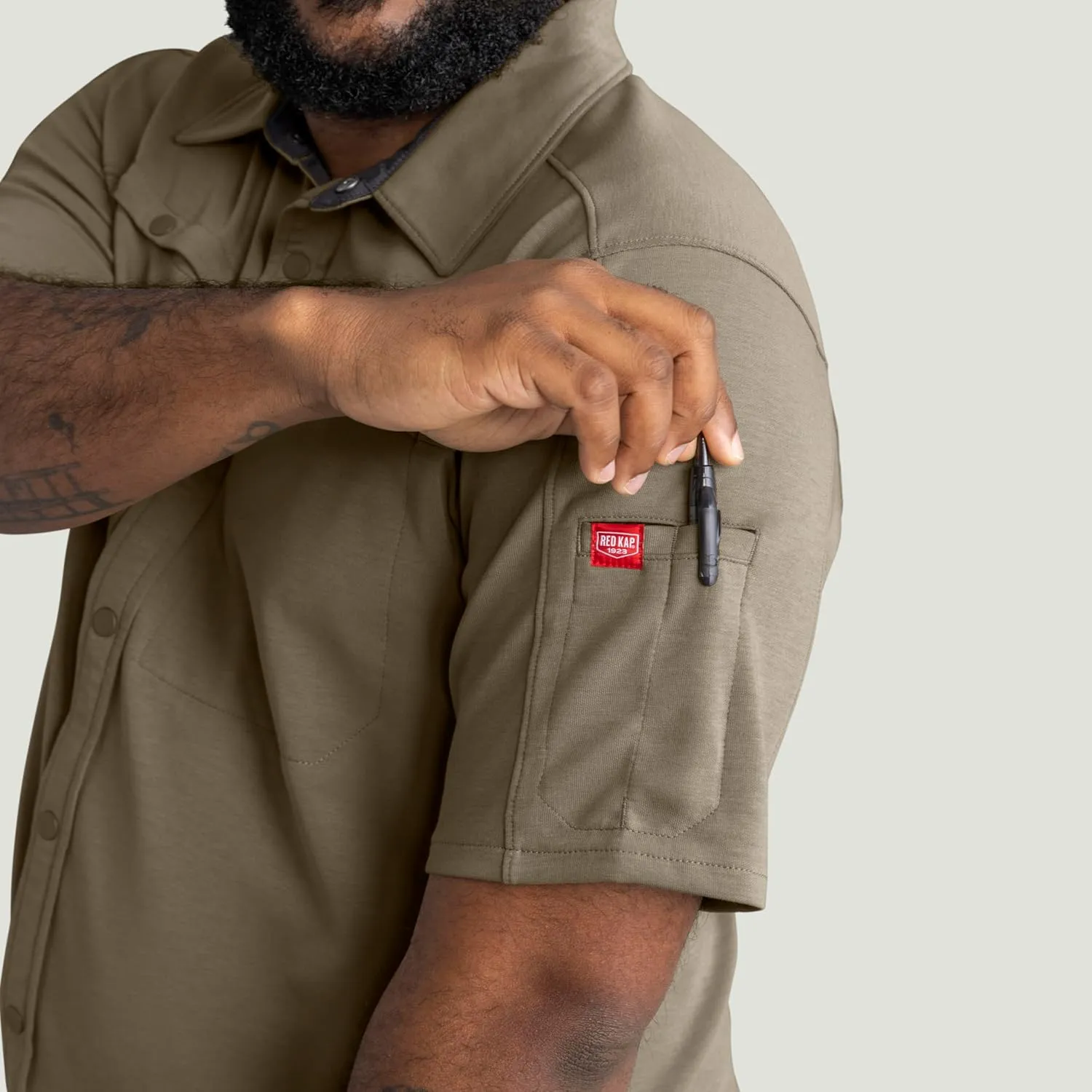Red Kap Men's Snap Front Jersey Short Sleeve Work Shirt
