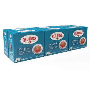 Red Rose Original Full Flavored Black Tea Specially Blended Strong Black Tea with 40 Tea Bags Per Box Pack of 6 Contain