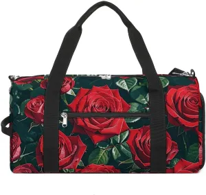 Red Rose Romantic Gym Bag for Men Women Water Resistant Duffle Bag Travel Lightweight Bag for Travel Sports