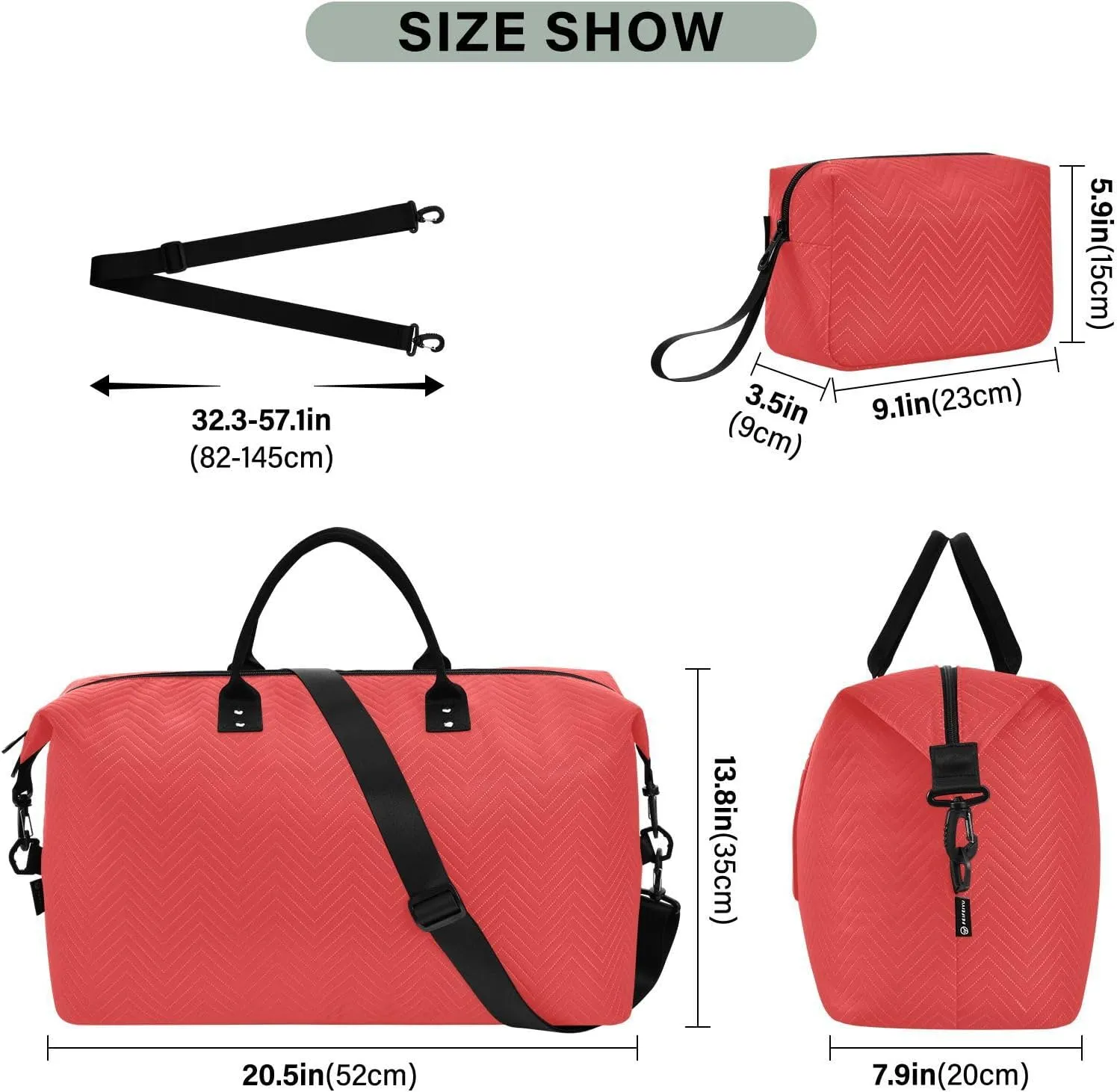 Red Travel Duffle Bag Duffel Bags Weekender Bag Tote Gym Bag Overnight Duffle Bag Carry On Luggage Bags with Toiletry Bag for Adults Women Airplanes Men Sports Trip Yoga