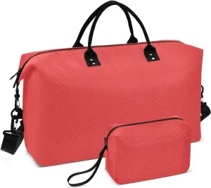 Red Travel Duffle Bag Duffel Bags Weekender Bag Tote Gym Bag Overnight Duffle Bag Carry On Luggage Bags with Toiletry Bag for Adults Women Airplanes Men Sports Trip Yoga