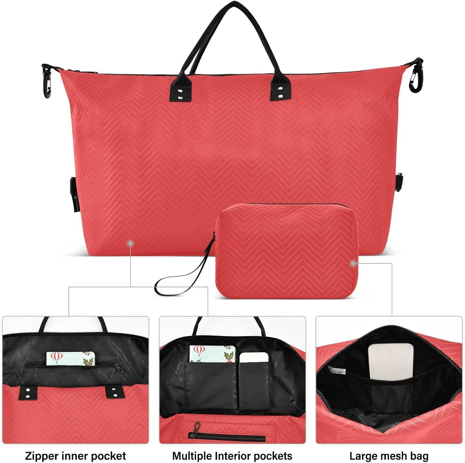 Red Travel Duffle Bag Duffel Bags Weekender Bag Tote Gym Bag Overnight Duffle Bag Carry On Luggage Bags with Toiletry Bag for Adults Women Airplanes Men Sports Trip Yoga
