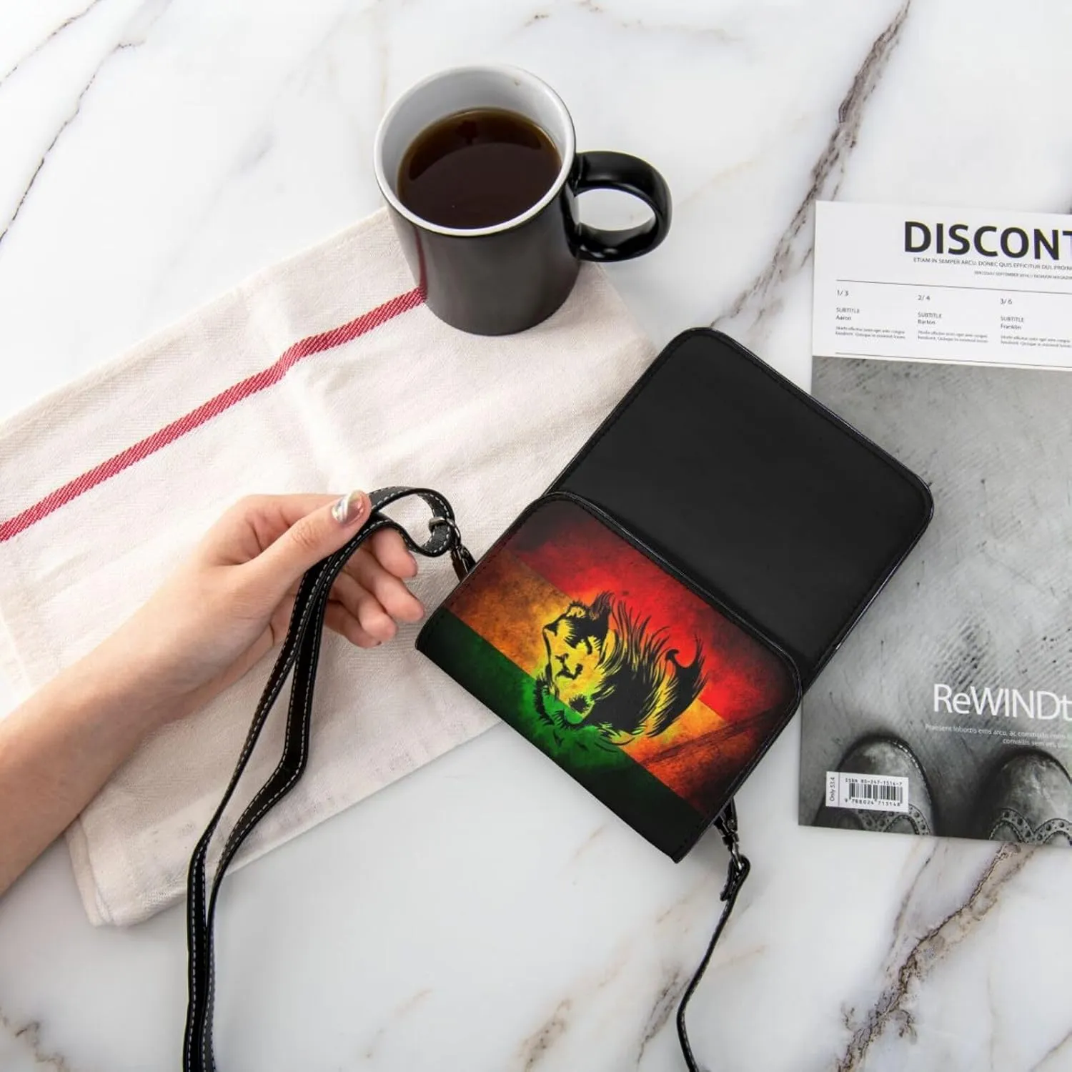 Reggae Rastafarian Lion Of Judah Woman Crossbody Bags Leather Shoulder Handbags Cell Phone Purse