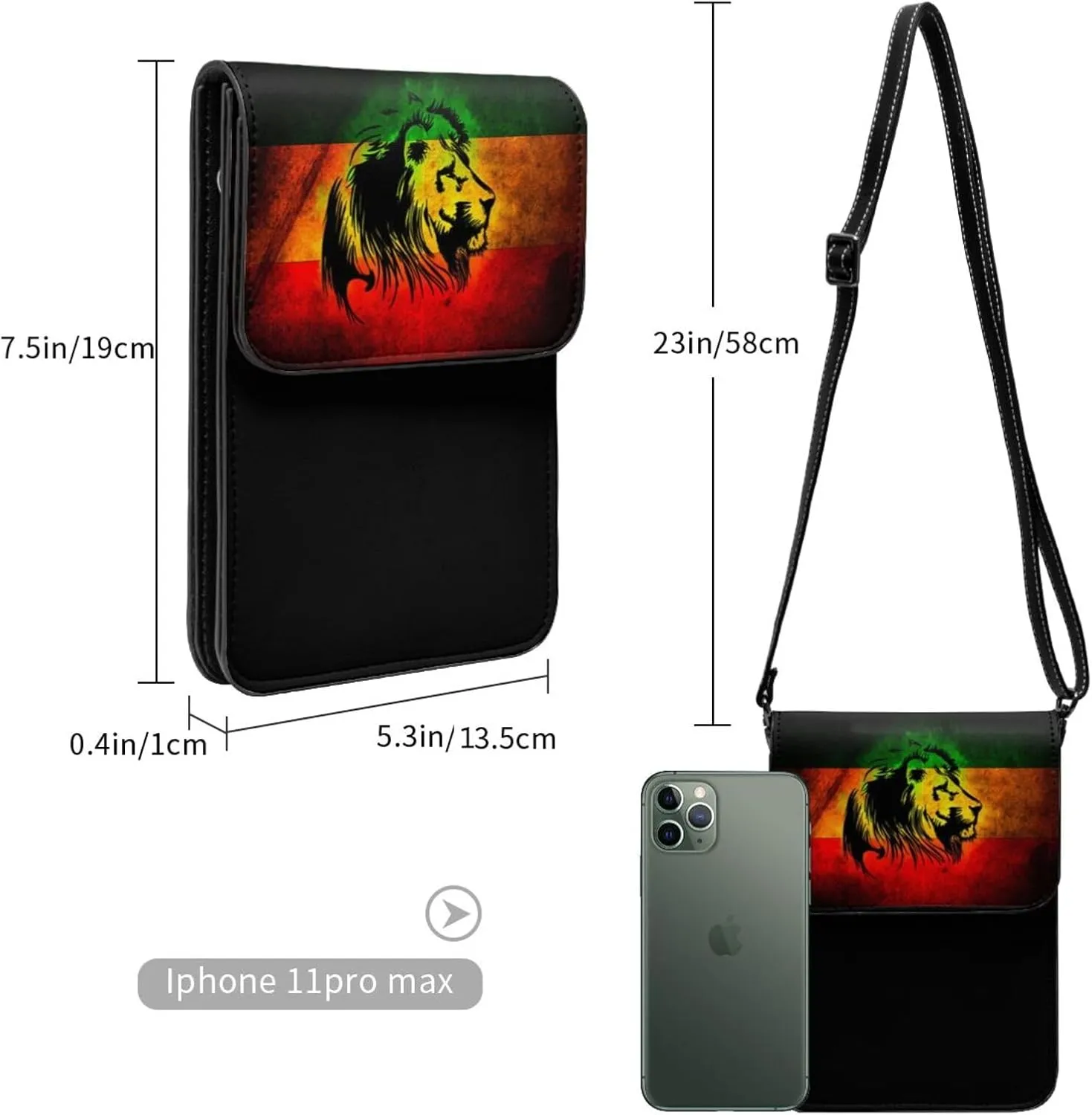 Reggae Rastafarian Lion Of Judah Woman Crossbody Bags Leather Shoulder Handbags Cell Phone Purse