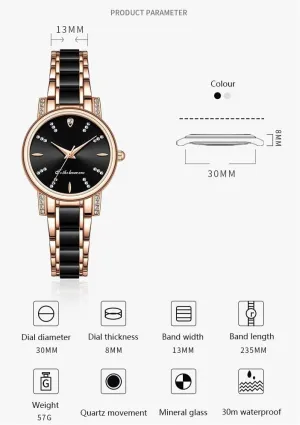 Reginald Women's Watch Exquisite Simple Retro Ceramic Steel Strap Quartz Watch Waterproof Watch