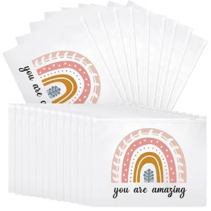 Reginary 50 Pcs Inspirational Gifts Bulk for Women Cosmetic Bag EVA You Are Braver Awesome Makeup Bag with Zipper for Birthday Graduation Christian Easter Encouragement Gifts(Boho Amazing)
