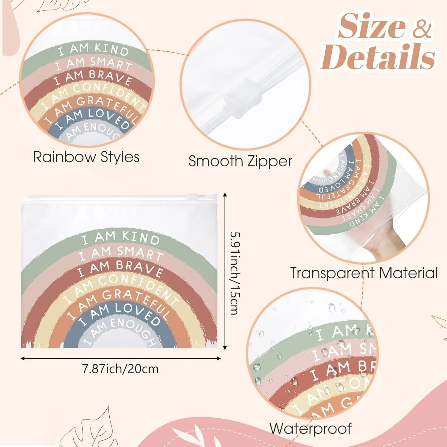 Reginary 50 Pcs Inspirational Gifts Bulk for Women Cosmetic Bag EVA You Are Braver Awesome Makeup Bag with Zipper for Birthday Graduation Christian Easter Encouragement Gifts(I Am Kind)