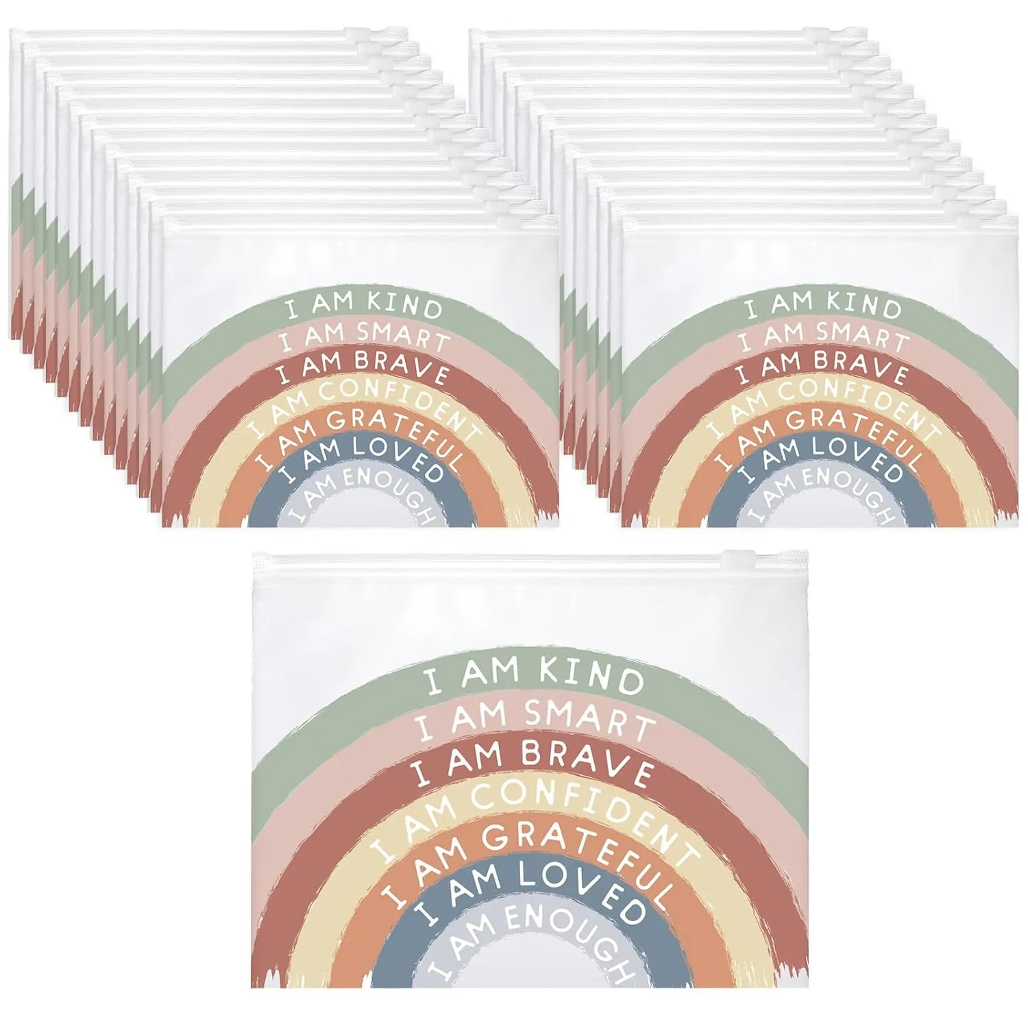 Reginary 50 Pcs Inspirational Gifts Bulk for Women Cosmetic Bag EVA You Are Braver Awesome Makeup Bag with Zipper for Birthday Graduation Christian Easter Encouragement Gifts(I Am Kind)