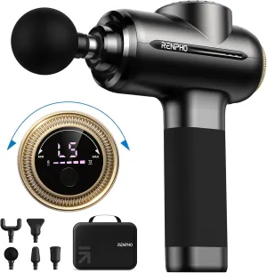 RENPHO Massage Gun Deep Tissue with 8-12mm Adjustable Amplitude Heavy-Duty, FSA HSA Eligible, Percussion Professional Muscle Massager Gun with Portable Case for Athtetes & Home Use, Active EVO