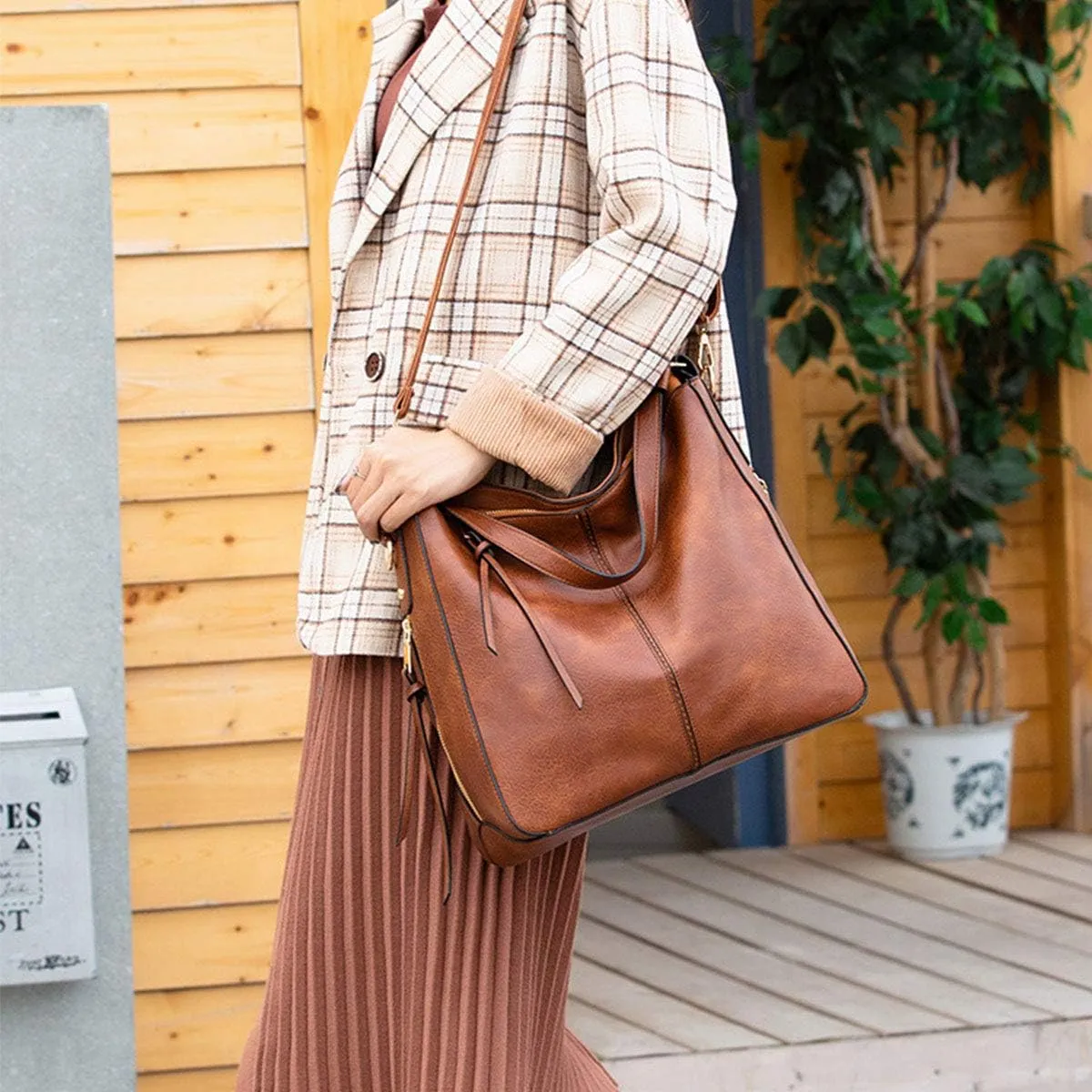 Retro Women Purses and Handbags Tassel Satchel Tote Stiching Top Handle Shoulder Bag