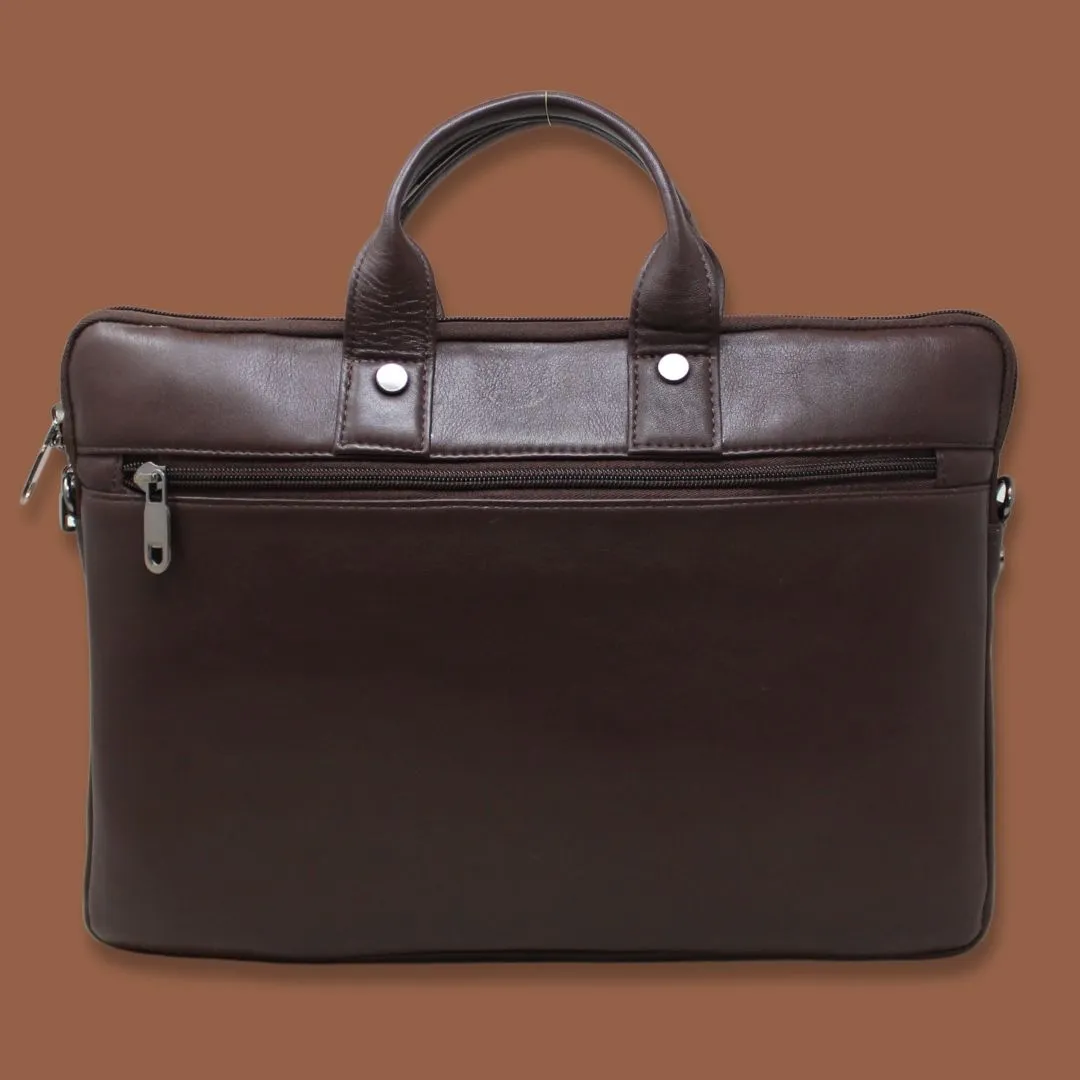 Reyansh Plain Brown Genuine Leather Laptop Messenger Bag-Gs