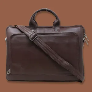 Reyansh Plain Brown Genuine Leather Laptop Messenger Bag-Gs
