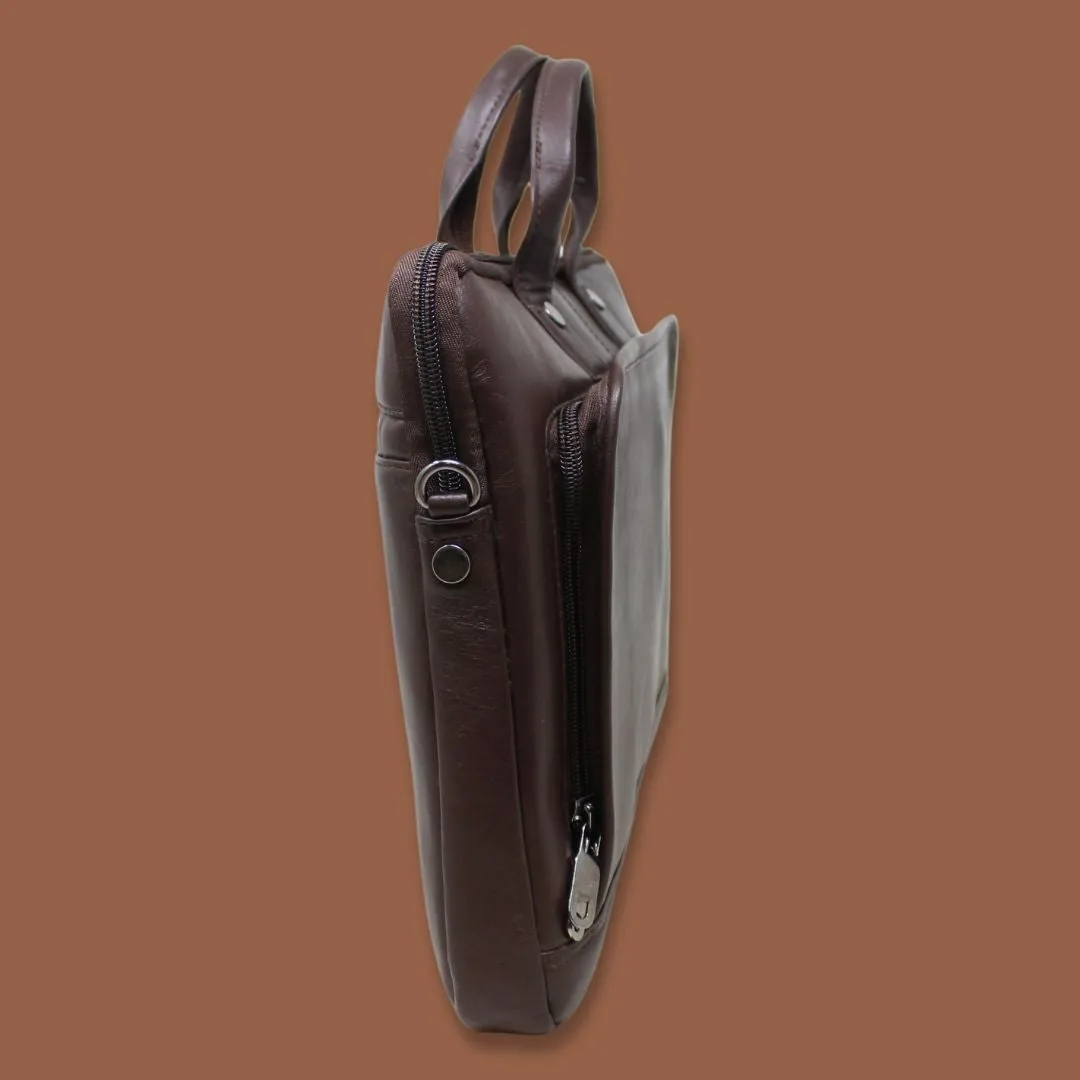 Reyansh Plain Brown Genuine Leather Laptop Messenger Bag-Gs