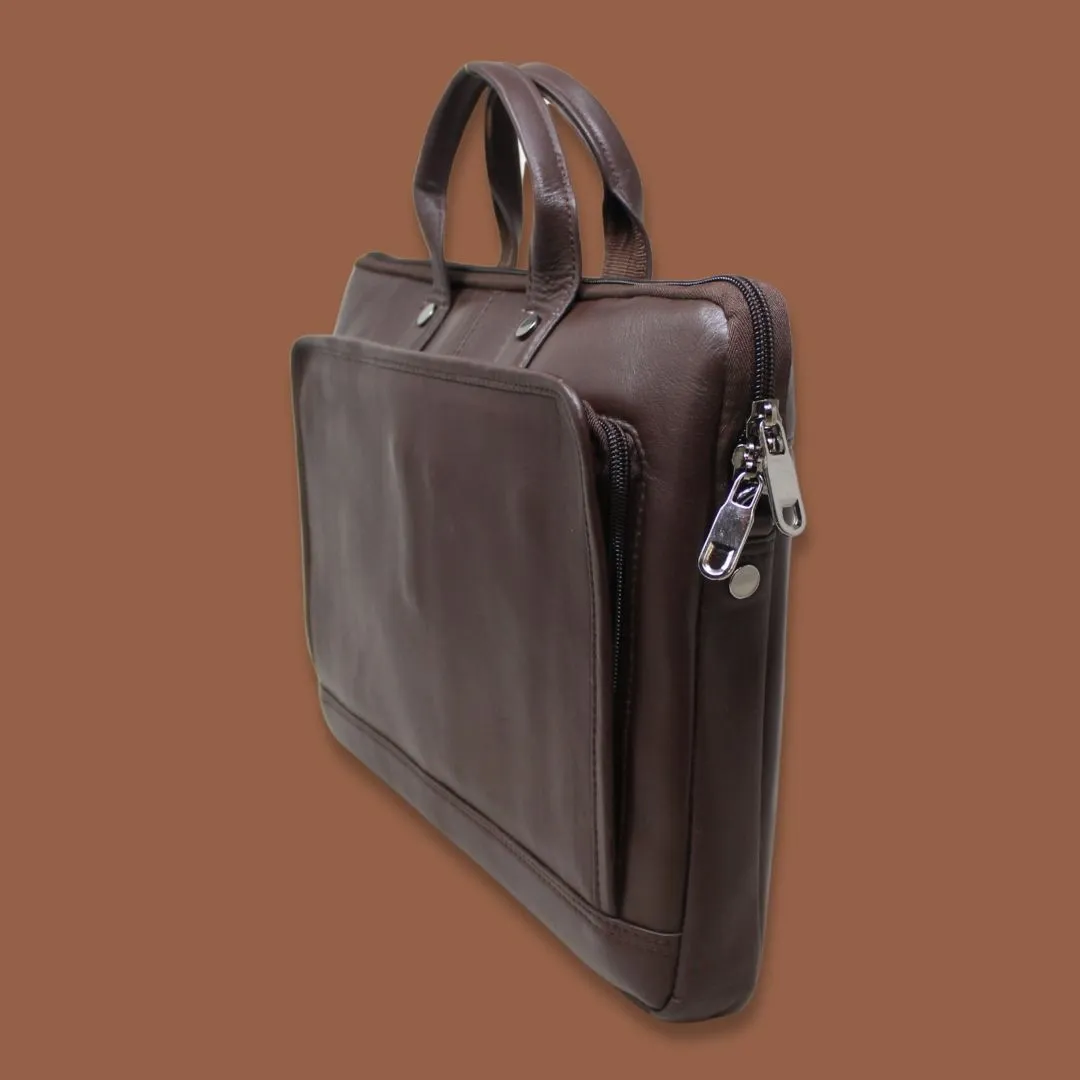 Reyansh Plain Brown Genuine Leather Laptop Messenger Bag-Gs