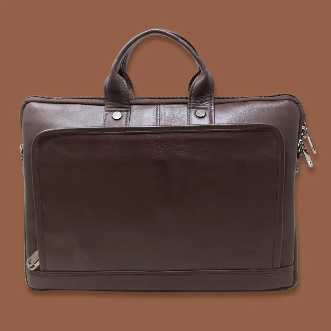 Reyansh Plain Brown Genuine Leather Laptop Messenger Bag-Gs