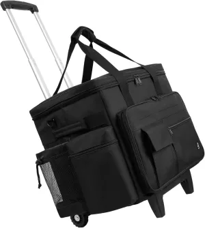 Rolling Teacher Bag, Rolling Briefcase with Detachable Trolley, Large capacity rolling bag with Laptop compartment, Adjustable Shoulder Strap, and Ample Storage Space