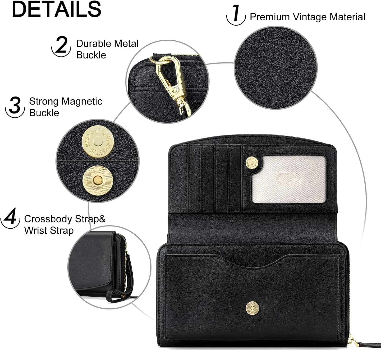 RONSIN Purse Wallet Anti Theft and RFID Blocking Small Leather Wallet Clutch Purses for Women