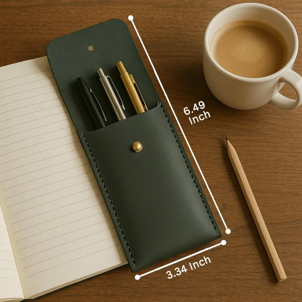 RUSTIC TOWN Leather Pen Case - Handmade Full-Grain Leather Pen Pencil Holder - Minimalist Pen Protective Sleeve Cover - Elegant Pencil Pouch for Work & Office