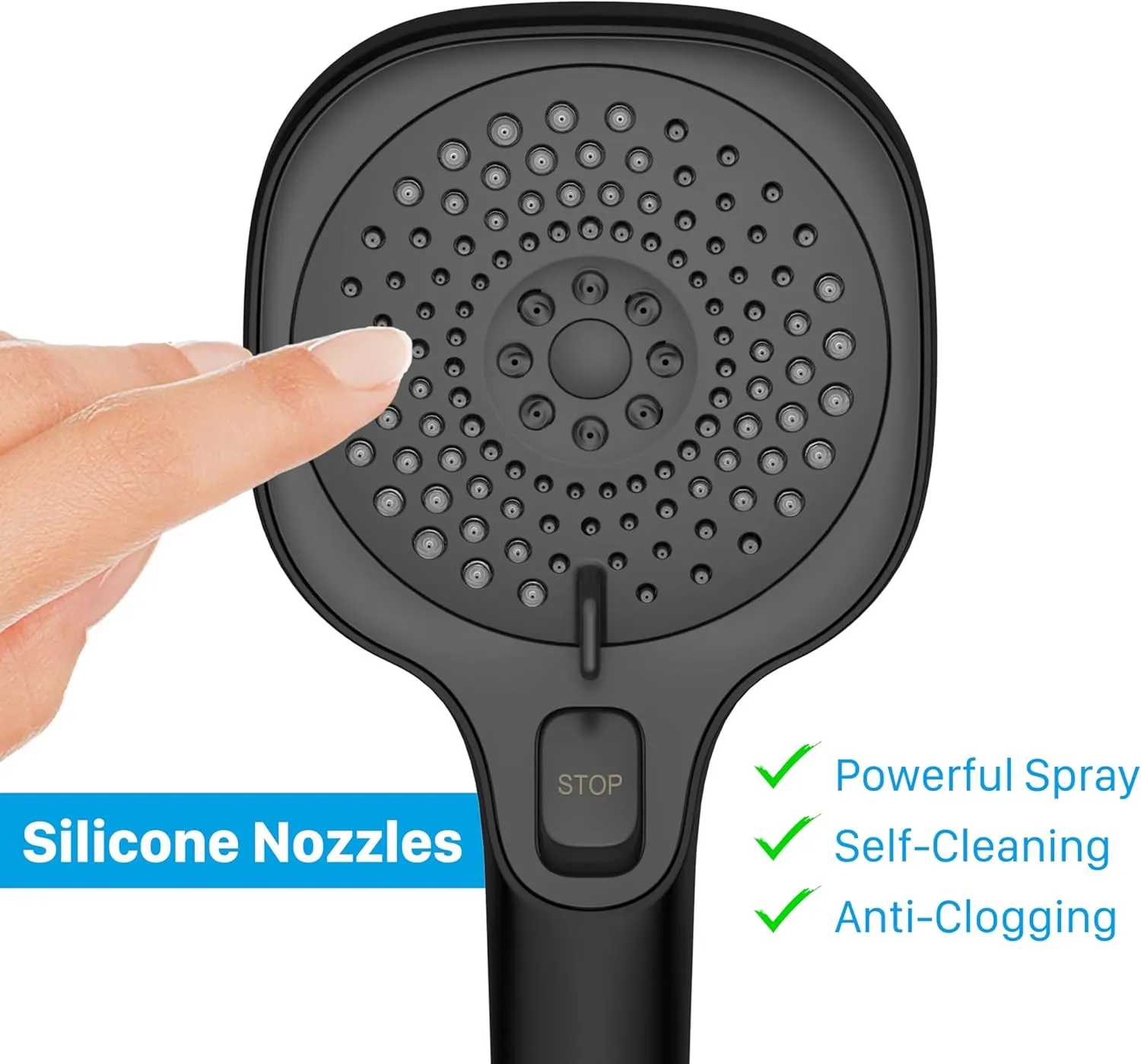 RV Shower Head with Hose and On Off Switch, 3-Spray Camper Water Saving and High Pressure Shower Head with Hose for RV, Camper, Van, Travel Trailer, Motorhome and Boat, Matte Black