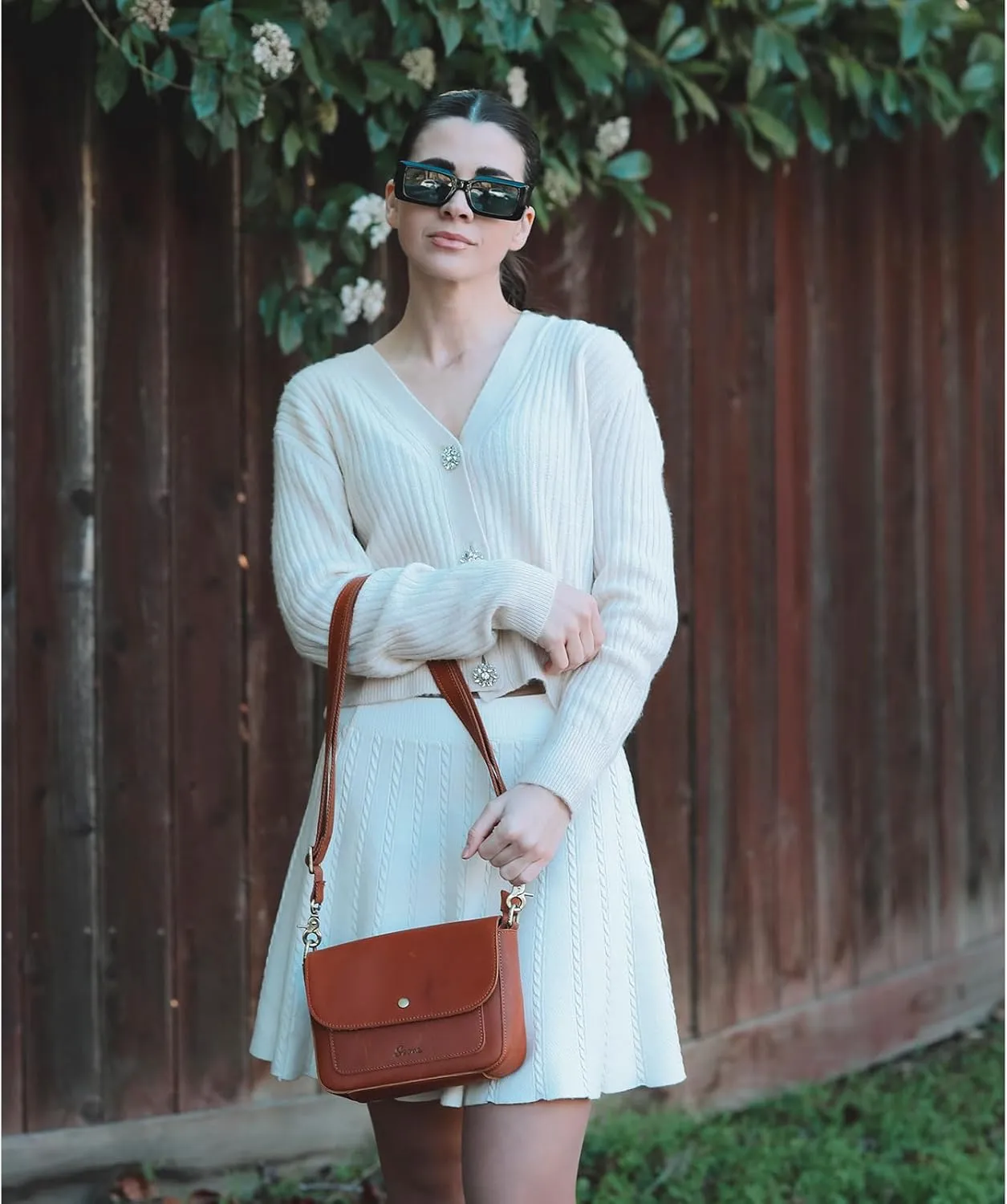 S-ZONE Genuine Leather Crossbody Bags for Women Trendy Small Purses Over the Shoulder Handbags