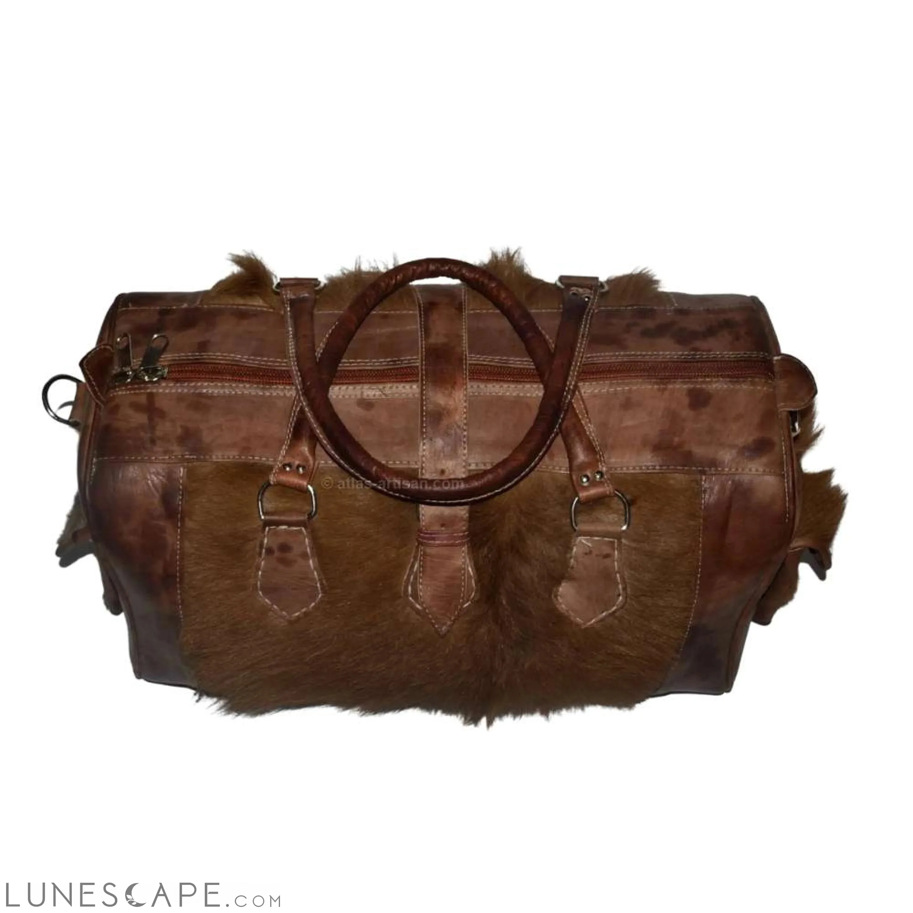Sac Fourrure Handmade Vintage Fur Leather Top-Handle Duffel Bag