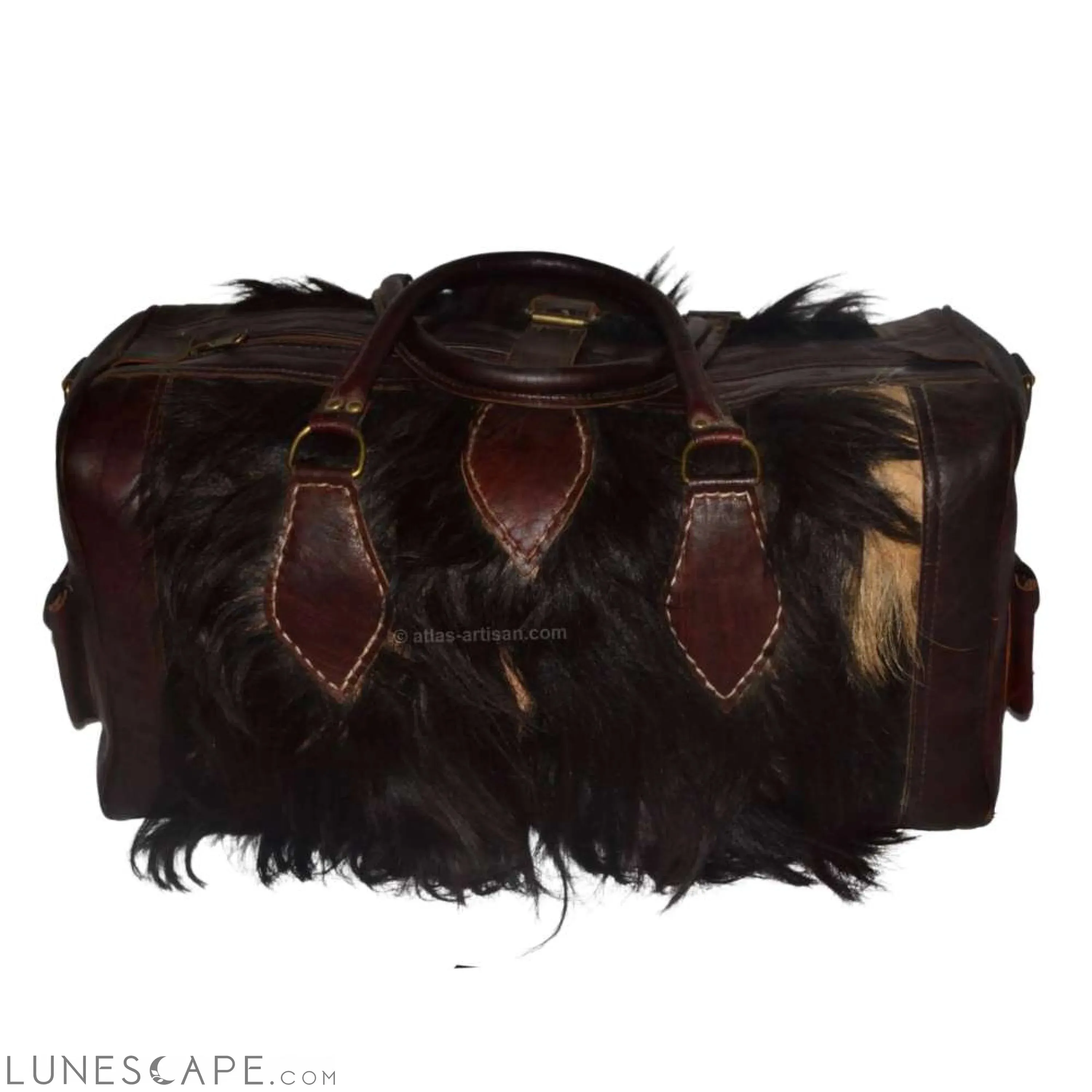 Sac Fourrure Handmade Vintage Fur Leather Top-Handle Duffel Bag
