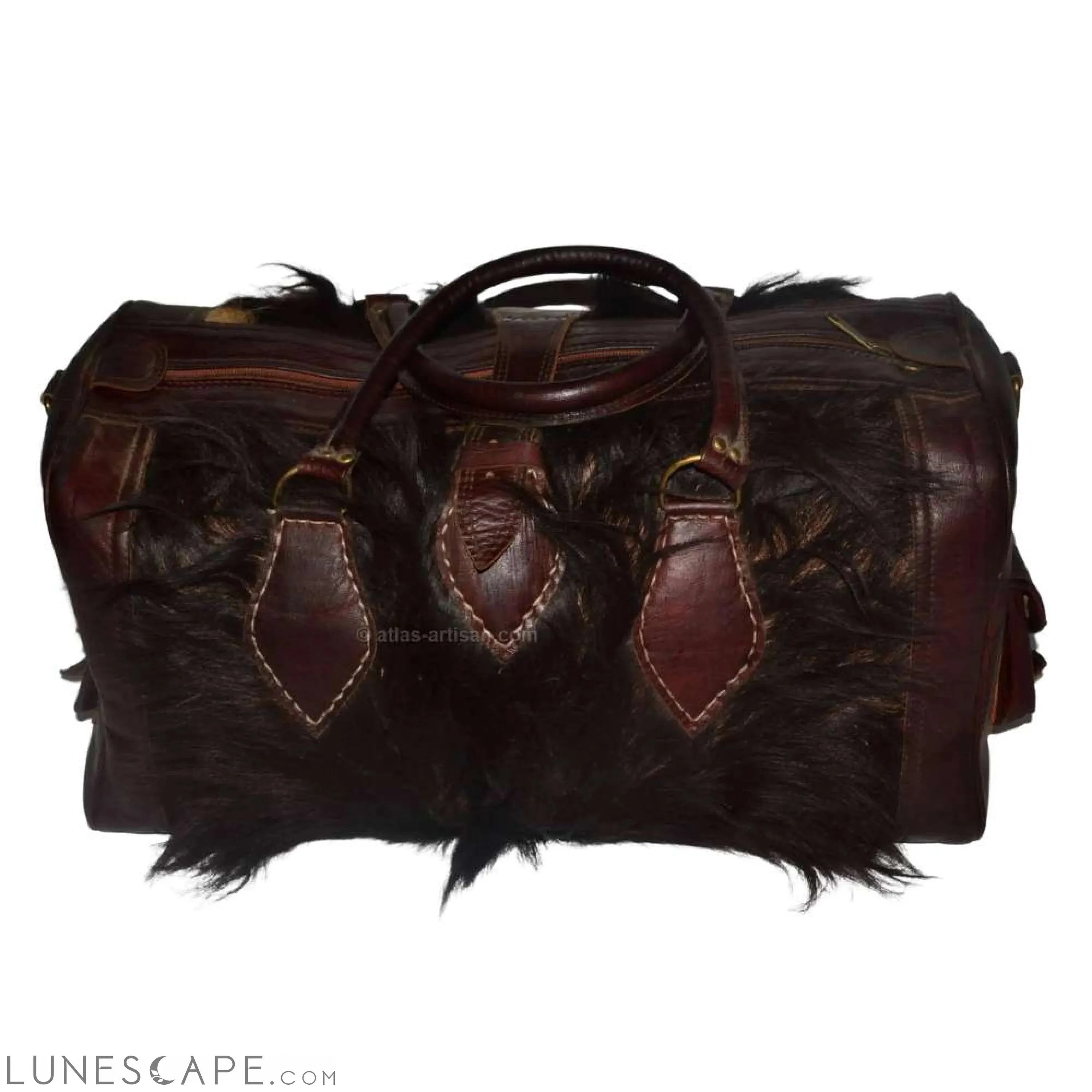 Sac Fourrure Handmade Vintage Fur Leather Top-Handle Duffel Bag