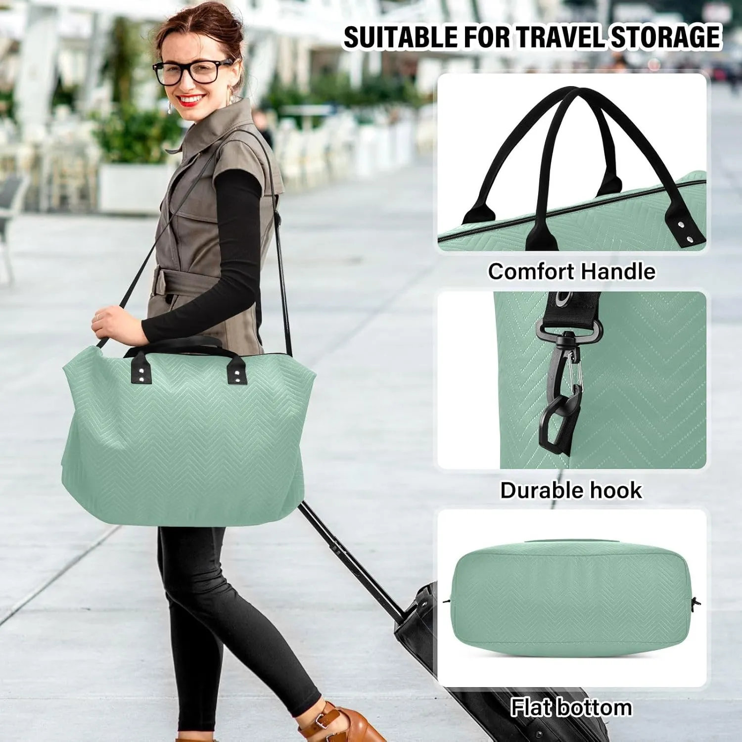 Sage Green Travel Duffle Bag Duffel Bags Tote Gym Bag Weekender Bag Carry On Duffel Bags with Toiletry Bag Overnight Luggage Bag for Airplanes Women Men Yoga Sports Trip Adults