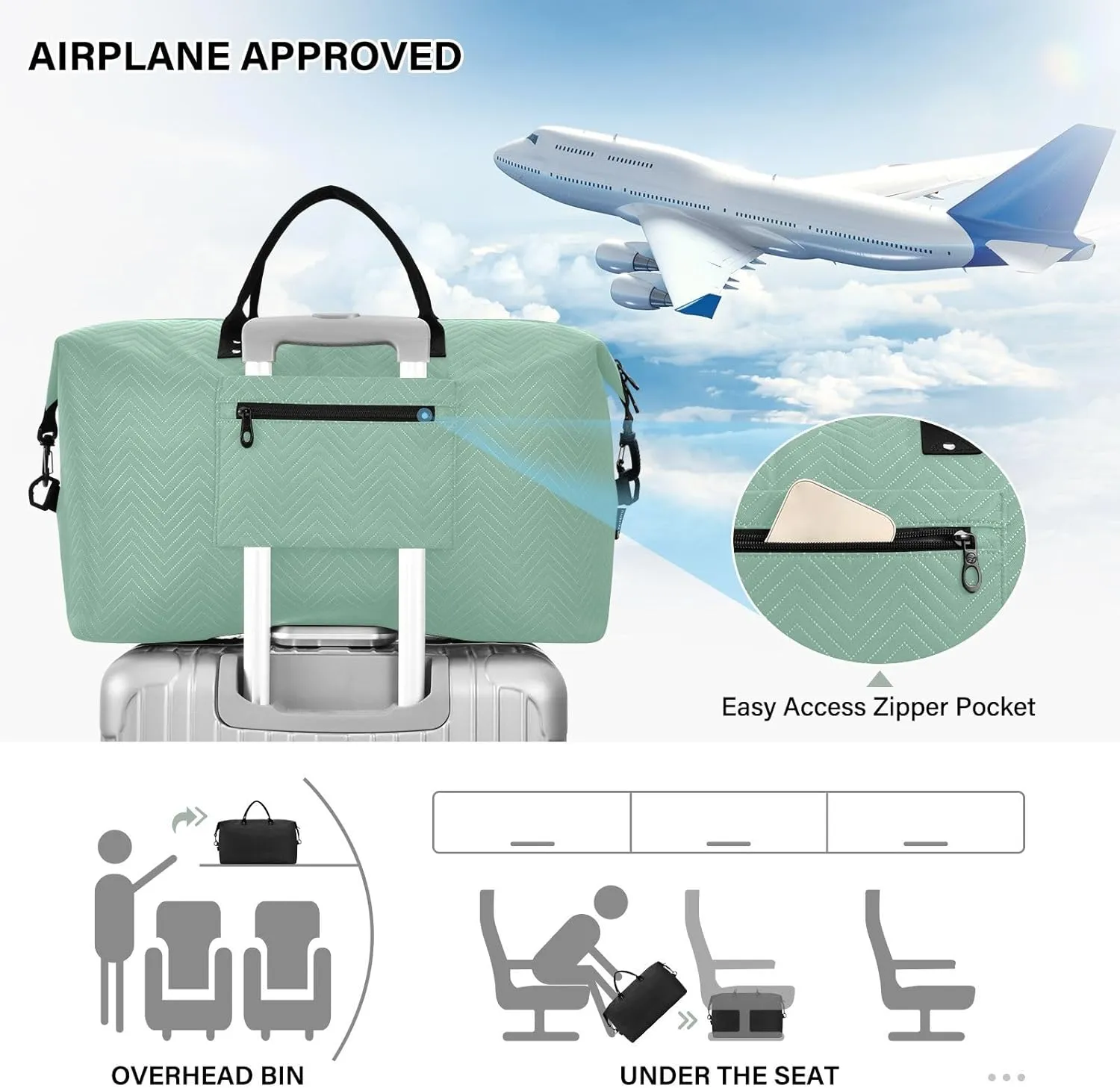 Sage Green Travel Duffle Bag Duffel Bags Tote Gym Bag Weekender Bag Carry On Duffel Bags with Toiletry Bag Overnight Luggage Bag for Airplanes Women Men Yoga Sports Trip Adults