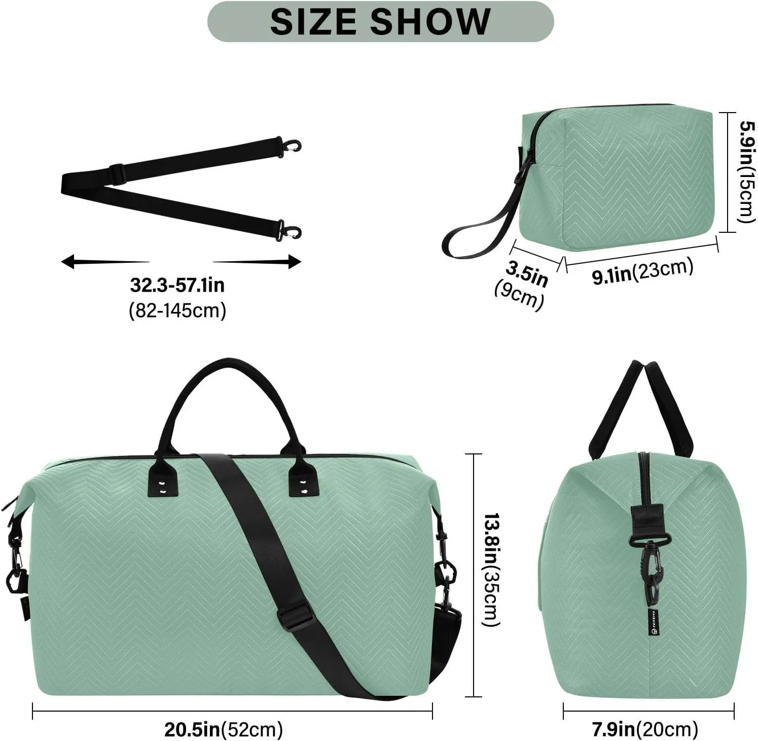Sage Green Travel Duffle Bag Duffel Bags Tote Gym Bag Weekender Bag Carry On Duffel Bags with Toiletry Bag Overnight Luggage Bag for Airplanes Women Men Yoga Sports Trip Adults