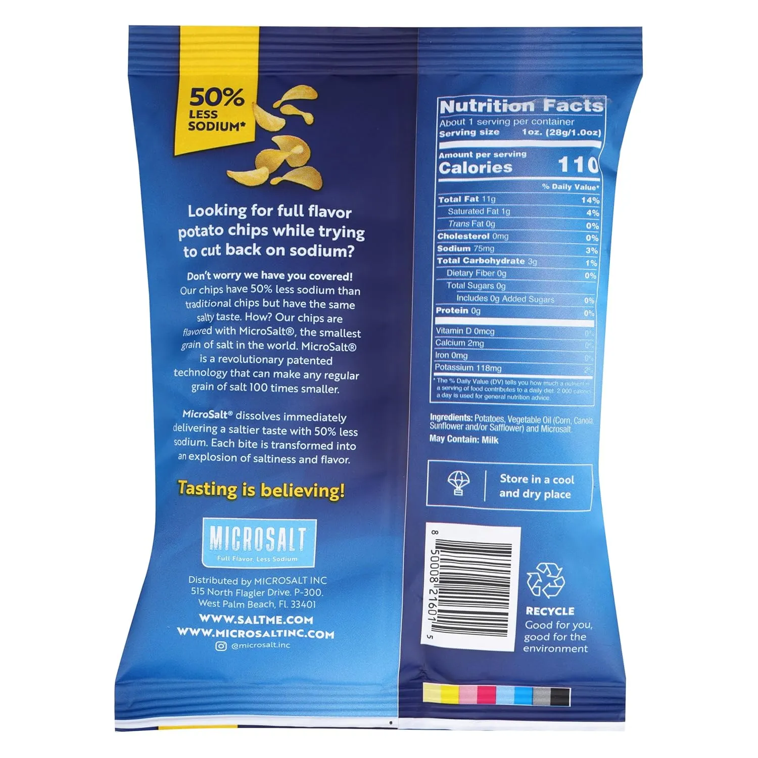 SaltMe! Original Potato Chips - 24 count 1oz Bags - 50% Less Sodium, Kosher, Non-GMO, Gluten Free - Less Salt, Great Flavor