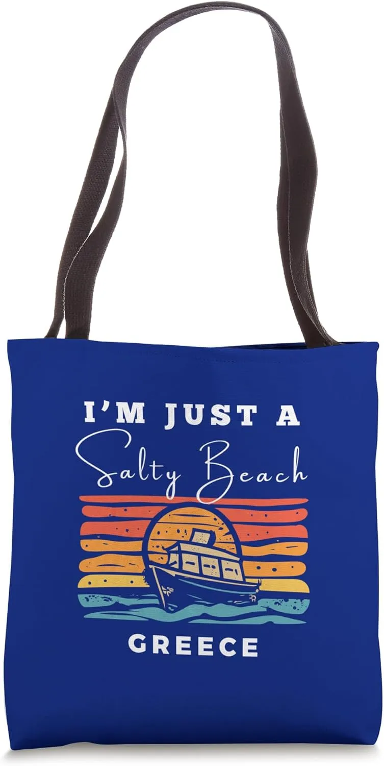 Salty Beach Greece Travel Souvenir Greece Tote Bag