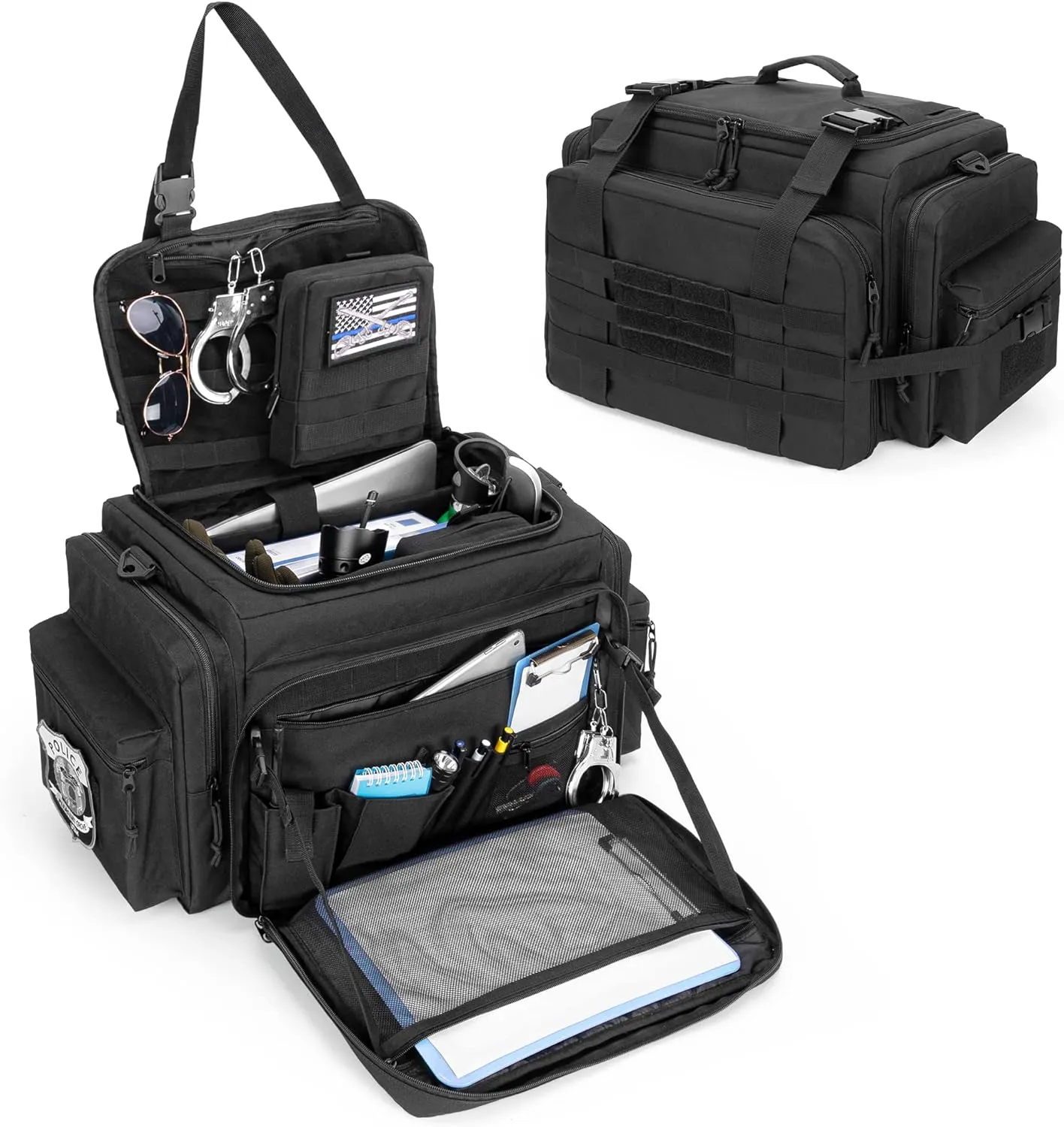 samdew Patrol Bag for Law Enforcement, Duty Bag for Police Gear, Car Front Seat Organizer for Military Equipment, up to 15.6" Laptop Layer, MOLLE Compatible