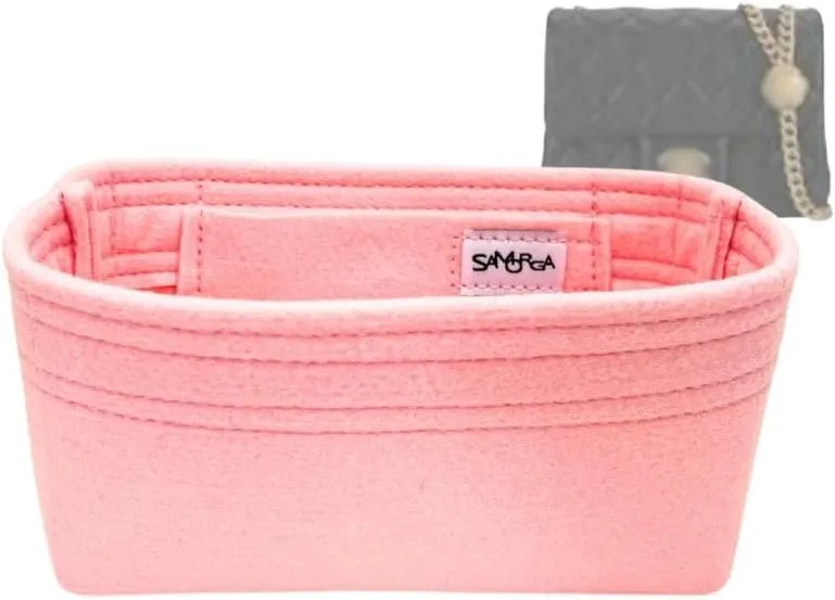 SAMORGA (3-245/ CHA-AS4040-DS) Bag Organizer for CHA Camellia Pearl Crush Mini Flap Bag, AS4040 2mm Blush