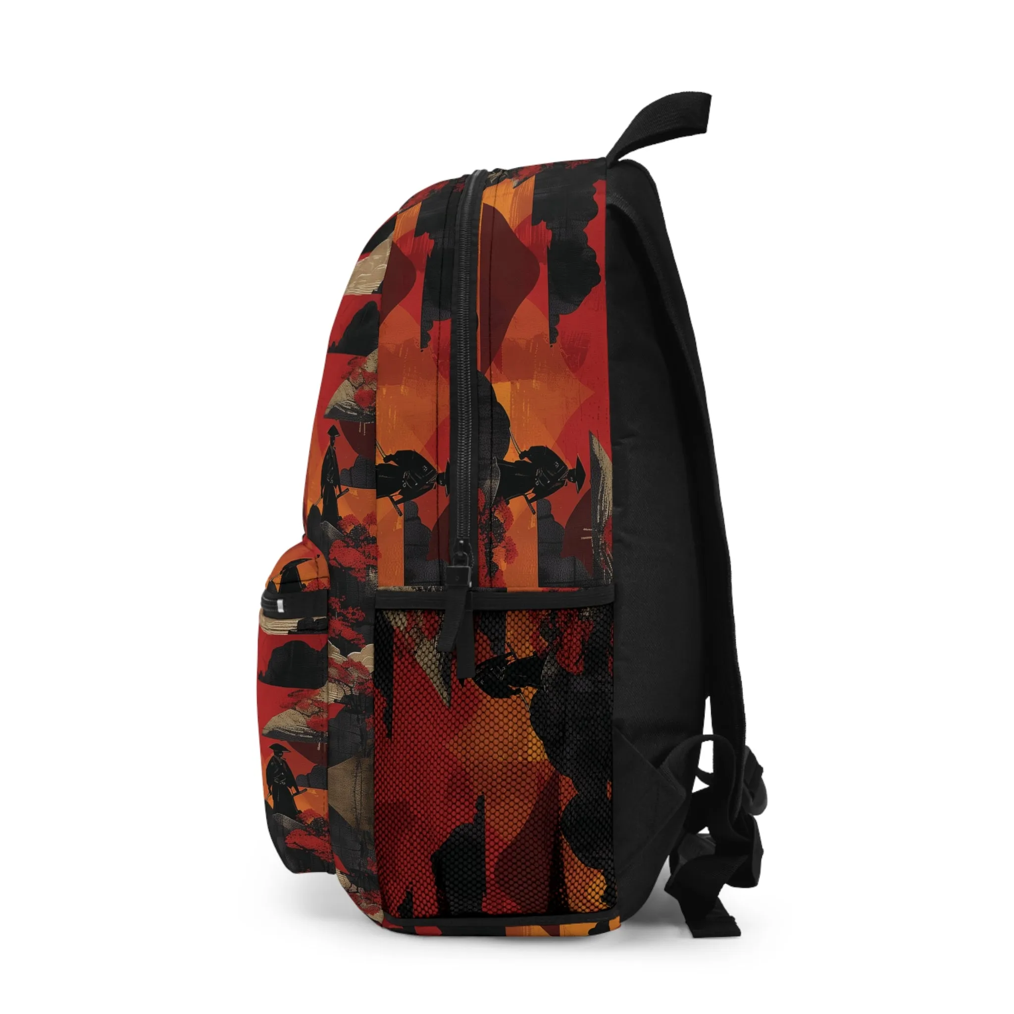 Samurai Sunset Vibrant Pattern Backpacks For Men Women Kids School Travel, Capacity School Backpacks