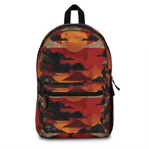 Samurai Sunset Vibrant Pattern Backpacks For Men Women Kids School Travel, Capacity School Backpacks