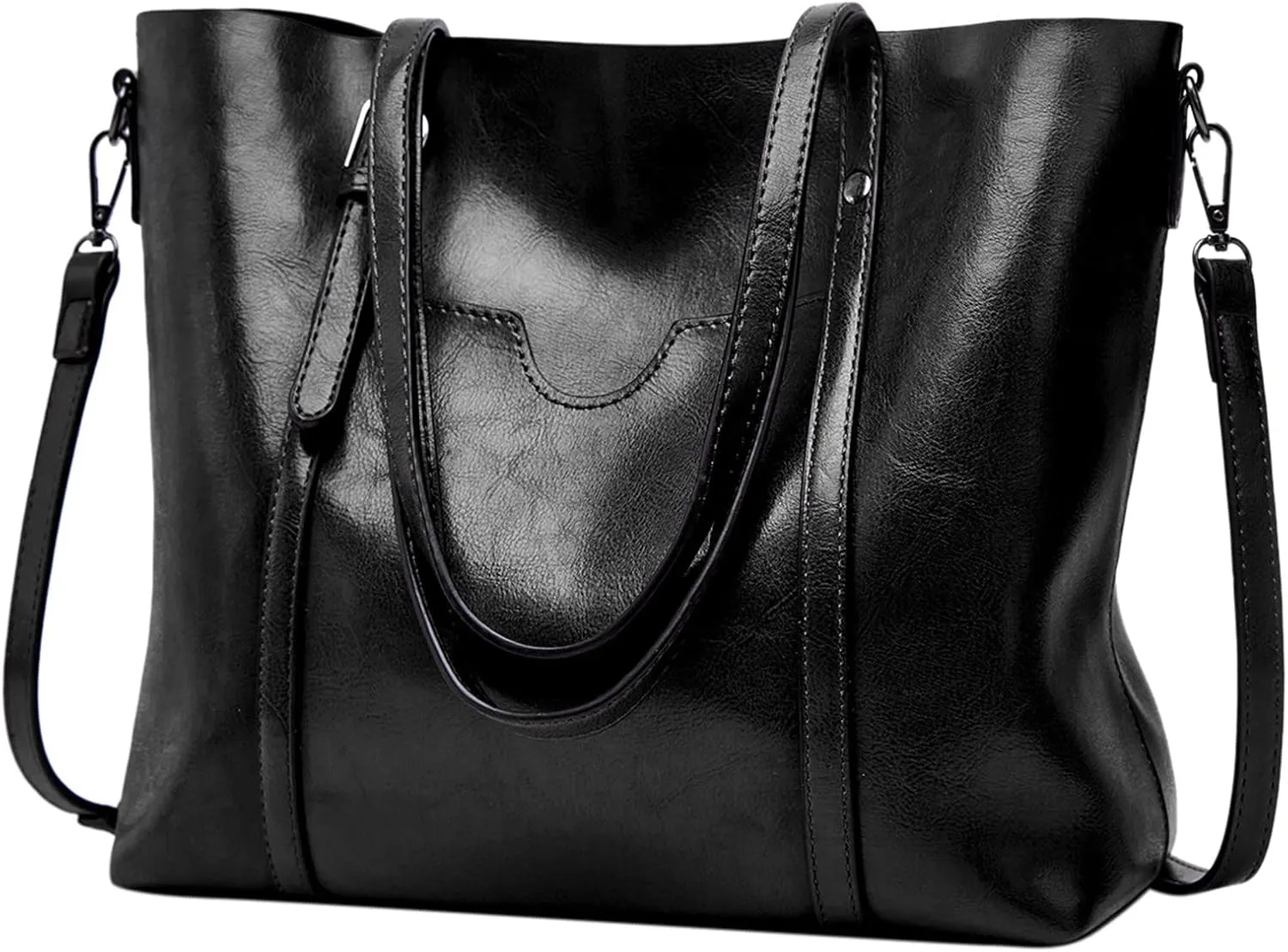 Satchel,Women's Fashion Handbags Tote Bags Shoulder Bag Top Handle Satchel Purse Set 4pcs Wallet Bag PU Leather Large Bag 2024 Black
