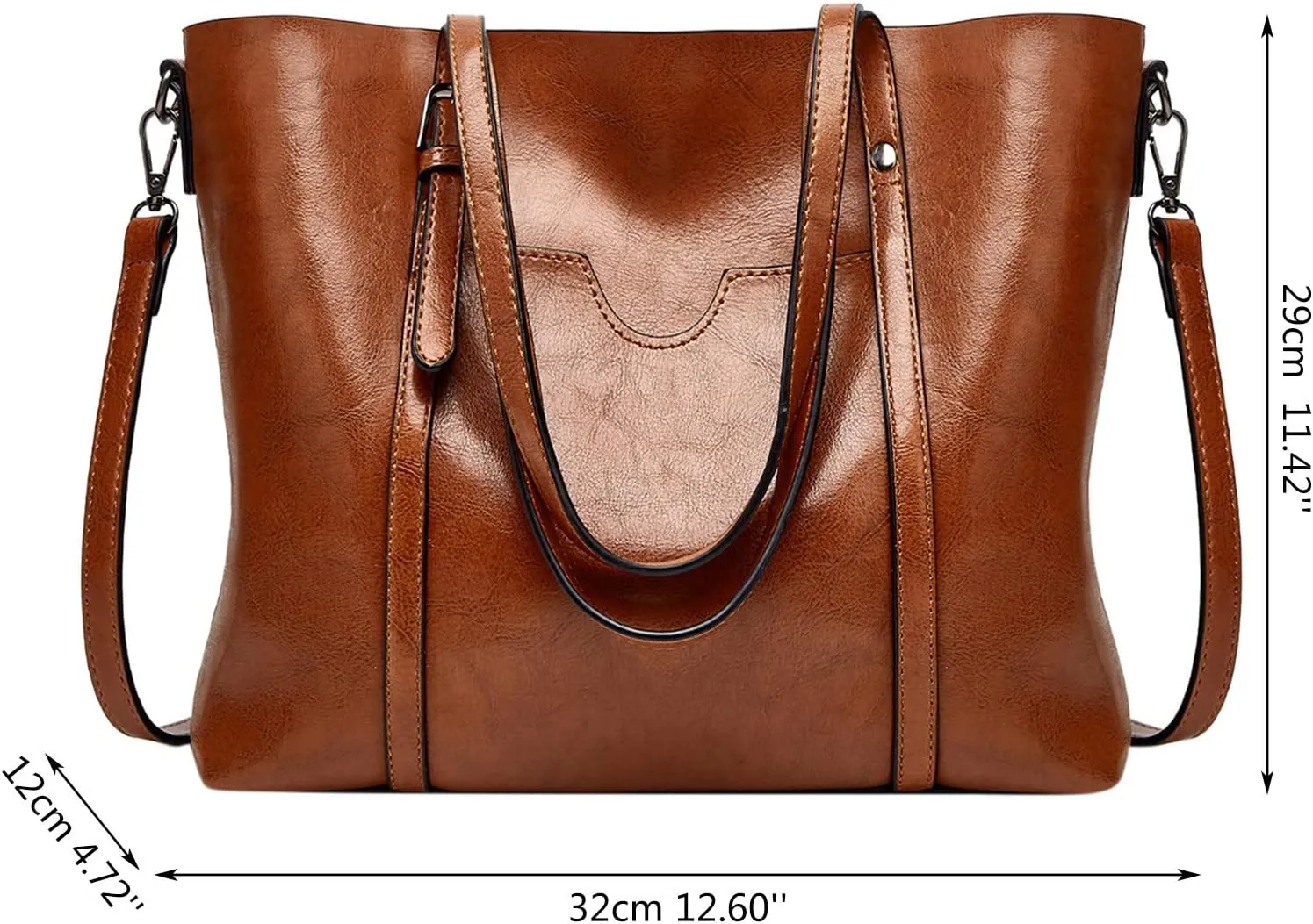 Satchel,Women's Fashion Handbags Tote Bags Shoulder Bag Top Handle Satchel Purse Set 4pcs Wallet Bag PU Leather Large Bag 2024 Black