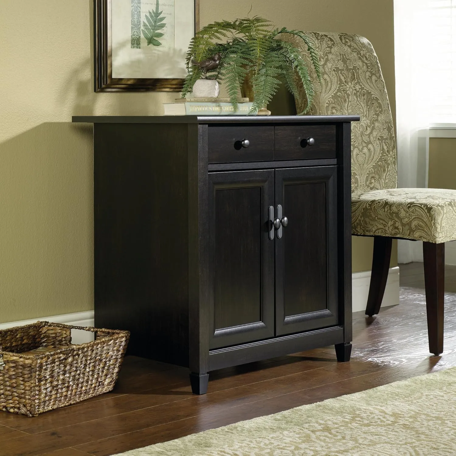 Sauder Edge Water Accent Storage Cabinet with Doors, Utility, L: 28.19" x W: 19.45" x H: 29.02", Estate Black