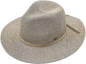 ScarvesMe Women's Classic Knitted Sequin Wide Brim Panama Sun Hat