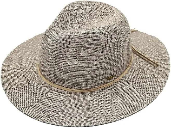 ScarvesMe Women's Classic Knitted Sequin Wide Brim Panama Sun Hat