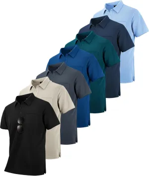 SCODI 7 Pack Polo Shirts for Men with Pocket Moisture Wicking Golf Polo Shirt Short Sleeve Outdoor Work Tactical Tshirt